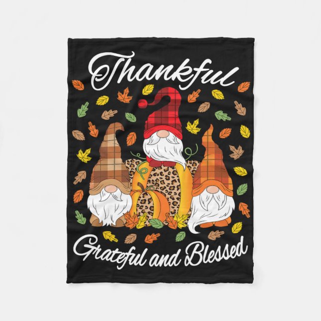 Fall Gnome Play Leopard Pumpkin Thanksgiving Bles Fleecefilt (Framsidan)