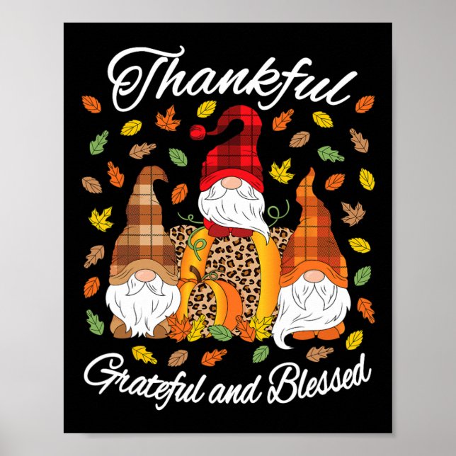 Fall Gnome Play Leopard Pumpkin Thanksgiving Bles Poster (Framsidan)