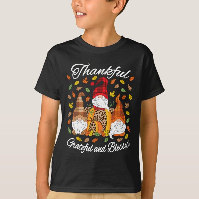 Fall Gnome Play Leopard Pumpkin Thanksgiving Bles T Shirt (Framsida)