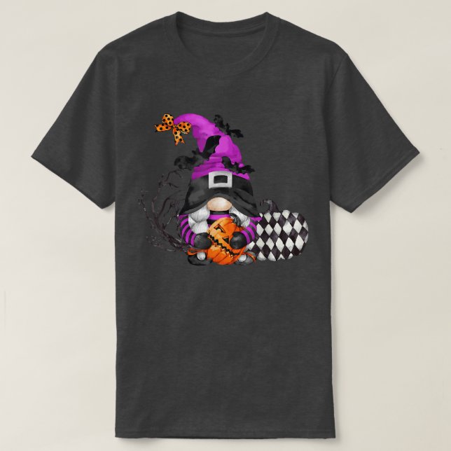Fall Gnome Pumpkin Plade Autumn Halloween T Shirt (Design framsida)