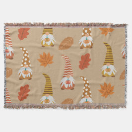 Fall Gnomes med Höst löv och Pumpkins Filt