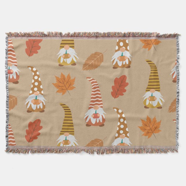 Fall Gnomes med Höst löv och Pumpkins Filt (Framsidan)