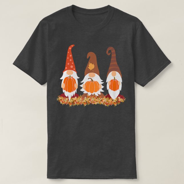 Fall Gnomes och Höst löv Cute Graphic Gifts T Shirt (Design framsida)