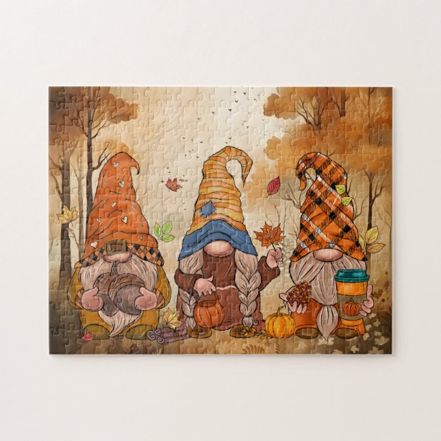 Fall Gnomes Puzzle Pussel (Horisontell)