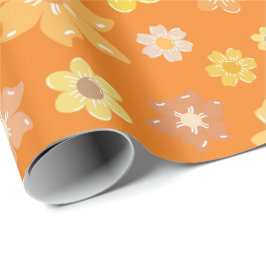 Fall Golden Flowers Seamless Orange Presentpapper