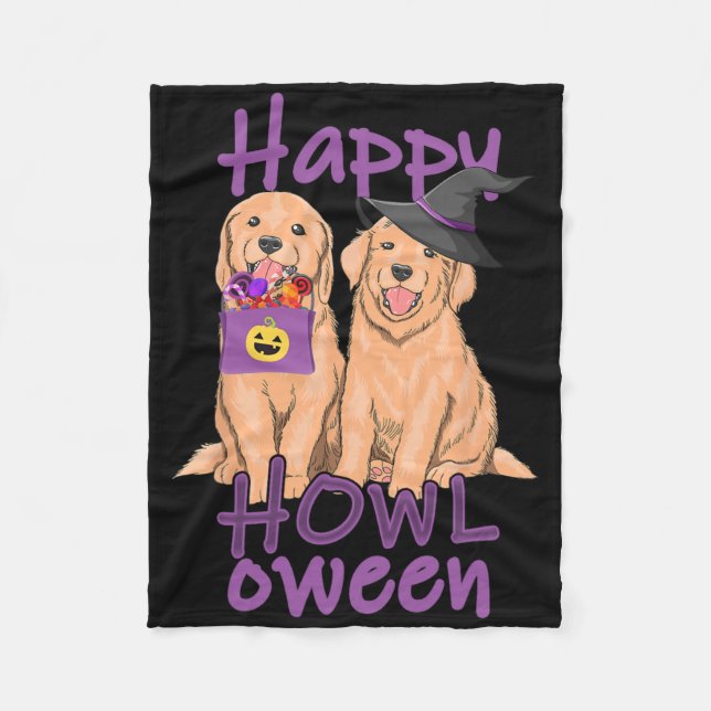 Fall Golden Retriever Älskare Halloween Lycklig Ho Fleecefilt (Framsidan)