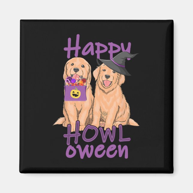 Fall Golden Retriever Älskare Halloween Lycklig Ho Magnet (Framsidan)