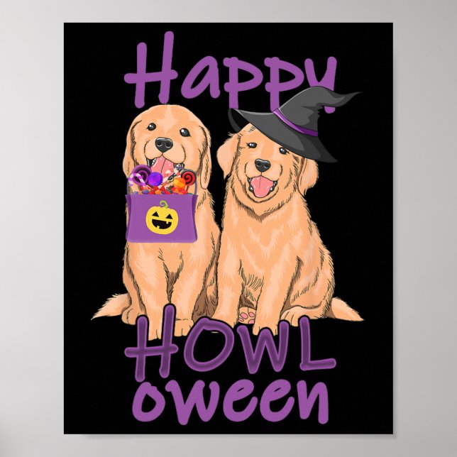 Fall Golden Retriever Älskare Halloween Lycklig Ho Poster (Framsidan)