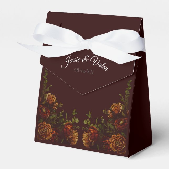 Fall Gothic Bröllop Rustic Orange Maroon Presentaskar (Framsidan Sidan)