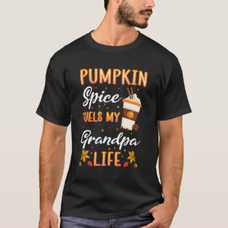 Fall Grandpa Pumpkin Spice Latte Höst löv Gra T Shirt