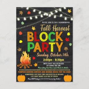 Fall-grannskapsblocket Party Inbjudan