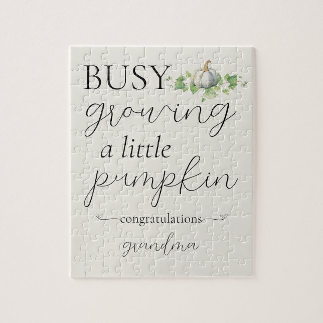 Fall Gravid Announcement Little Pumpkin Puzzle Pussel (Vertikal)