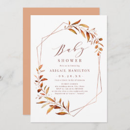 Fall Greenery Geometric Rustic Baby Shower Inbjudningar