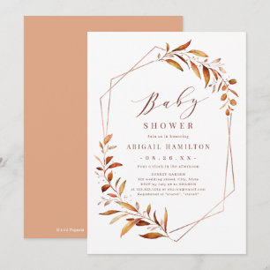 Fall Greenery Geometric Rustic Baby Shower Inbjudningar