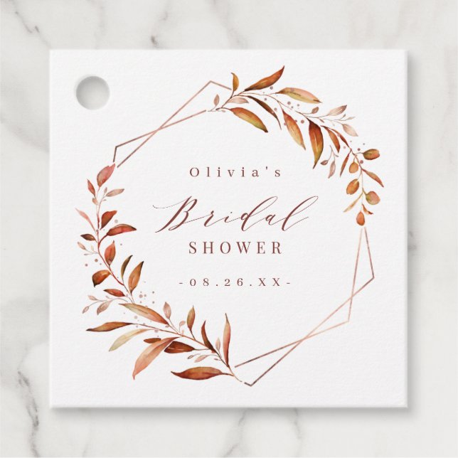 Fall Greenery Geometric Tack Möhippa Gåvor Etiketter (Framsida)