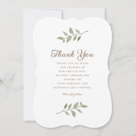 Fall Greenery Minimalist Botanical Bröllop Tack Kort