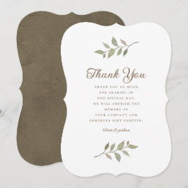 Fall Greenery Minimalist Botanical Bröllop Tack Kort