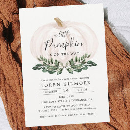 Fall Greenery White Pumpkin Baby Shower Inbjudningar