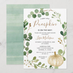 Fall Grey Pumpkin är på Way Baby Shower Inbjudningar