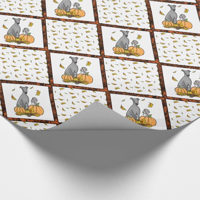 Fall Greyhound (grått) Hund Pumpkins Lövs Funny Presentpapper (Hörn)