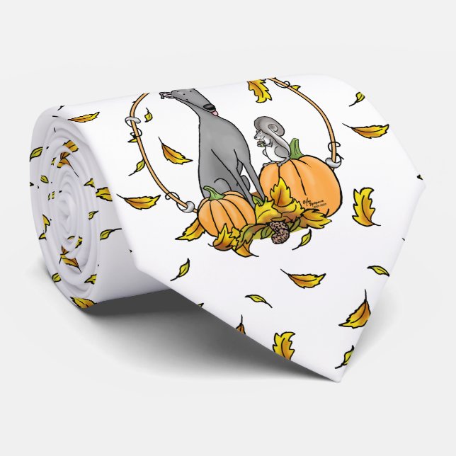 Fall Greyhound (grått) Hund Pumpkins Lövs Funny Slips (Rullad)