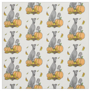 Fall Greyhound (grått) Hund Pumpkins Lövs Funny Tyg