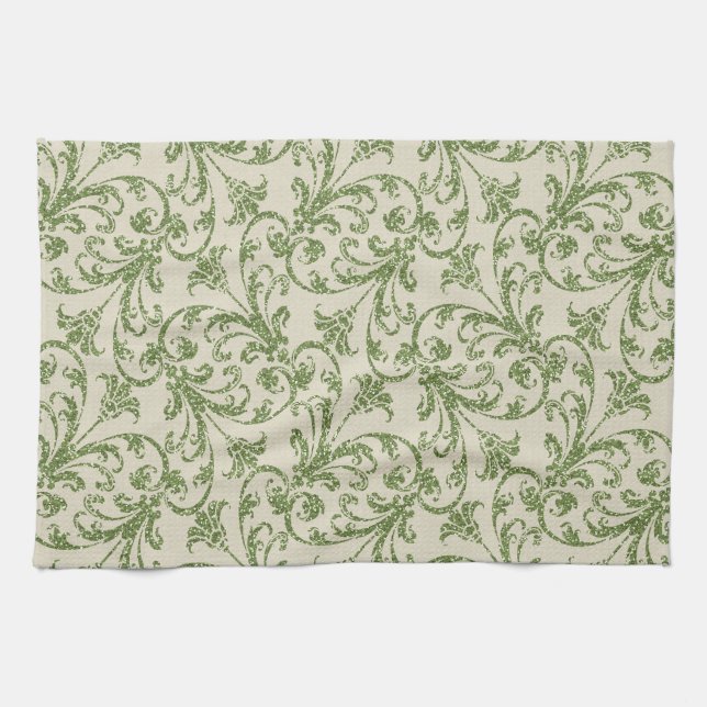 Fall Grönt Damask-köldhandduk Kökshandduk (Horisontell)