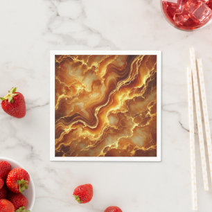 Fall Guld & Amber Marble Struktur Decoupage Napkin Pappersservett