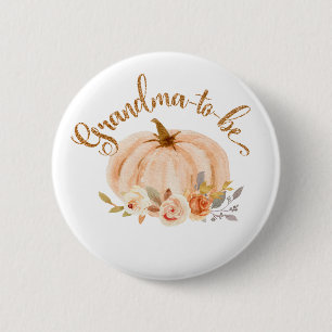 Fall guld foil blommigt pumkin Grandma to be Butto Knapp