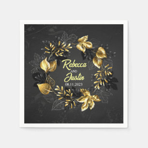 Fall Guld Lövs Black Modern Boho Pappersservett
