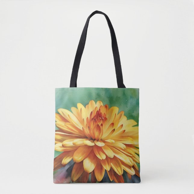 Fall Guld Morsa Flower Blommigt Art Tote Bag Tygkasse (Framsida)