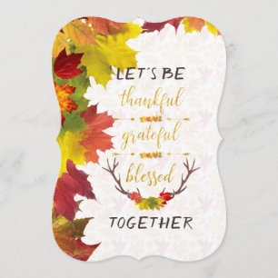 Fall Guld tacksam, tacksam, välsignad Thanksgiving Inbjudningar