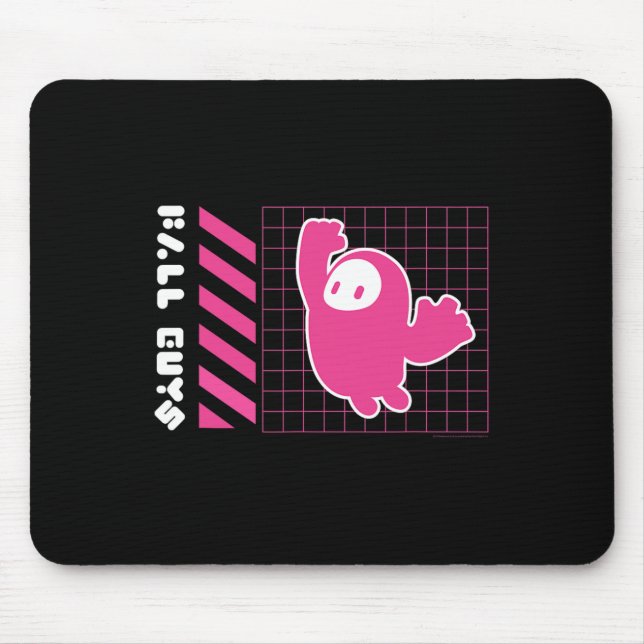Fall Guys Neon Grid Hoppande Bean Gamer Vibes  Musmatta (Framsidan)