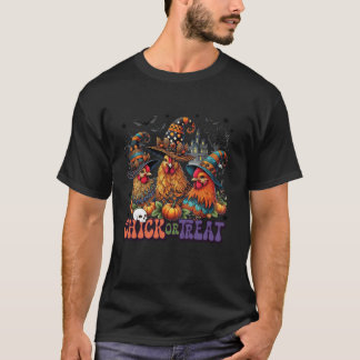 Fall Halloween Chicken häxhouse Chick eller behand T Shirt