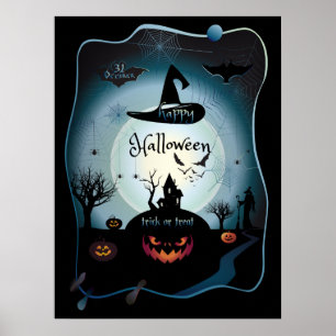 Fall Halloween fest " bus eller godis" lustig kons Poster