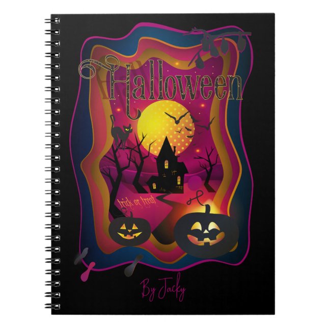 Fall Halloween fest " bus eller godis" roligt Anteckningsbok (Framsidan)