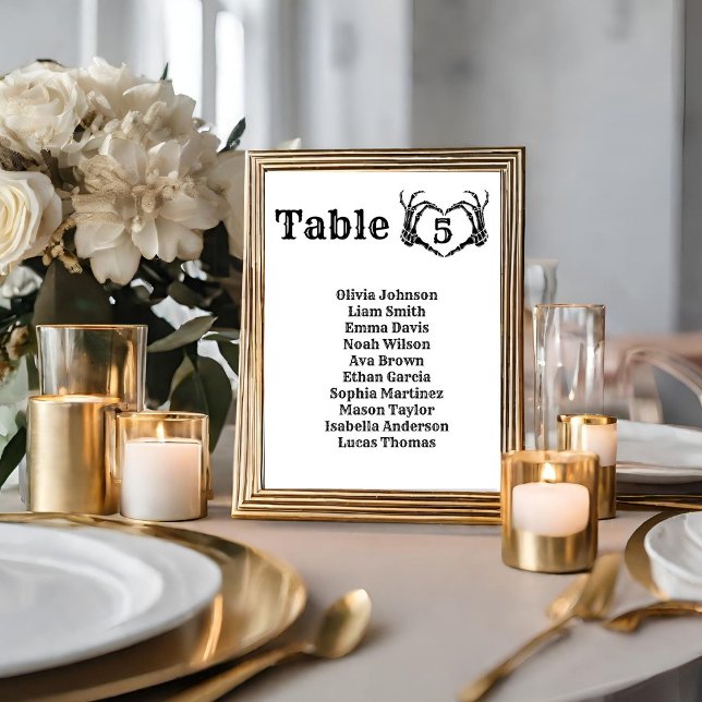 Fall Halloween Gothic Skull Heart Hand bröllop Bordsnummer (Skapare uppladdad)