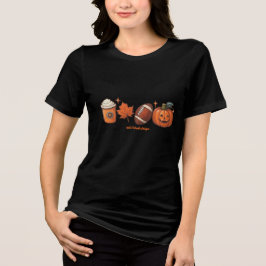 Fall Halloween Pumpkin Latte Football T Shirt