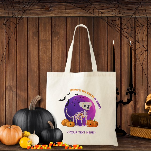 Fall Halloween Spooky Bus eller godis Tote Bag Tygkasse (Trick or Treat OR show up to the Halloween party in style. Represent your favorite dog breed!!)
