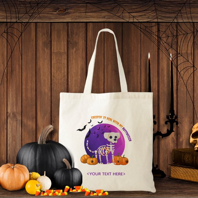 Fall Halloween Spooky Bus eller godis Tote Bag Tygkasse (Trick or Treat OR show up to the Halloween party in style. Represent your favorite dog breed!!)