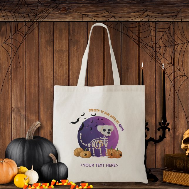 Fall Halloween Spooky Bus eller godis Tote Bag Tygkasse (Trick or Treat OR show up to the Halloween party in style. Represent your favorite dog breed!!)
