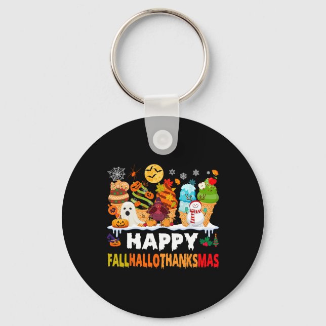 Fall Halloween Thanksgiving jul Lycklig Hallot Nyckelring (Framsida)