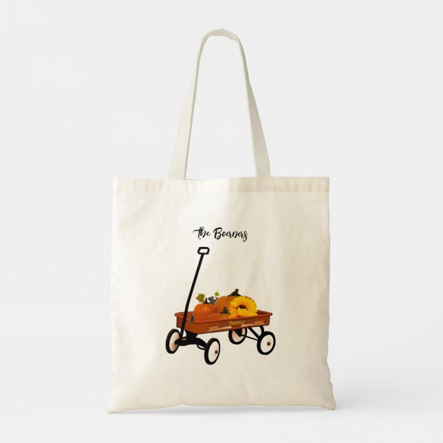 Fall Halloween Thanksgiving Wagon Gift Bag Tygkasse (Baksida)