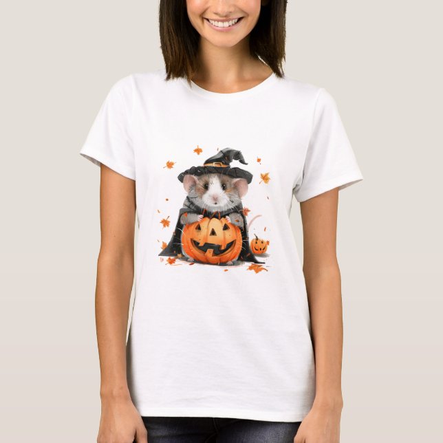 Fall Halloween Witch Guinea gris T Shirt (Framsida)