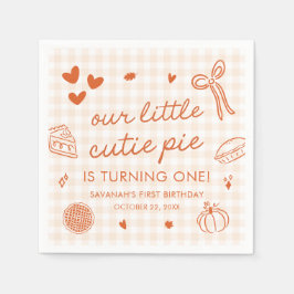 Fall Hand Drawn A Little Cutie Pie 1st Birthday Pappersservett