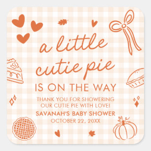 Fall Hand plockade A Little Cutie Paj Baby Shower Fyrkantigt Klistermärke