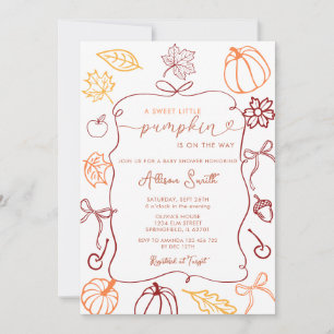 Fall Hand plockade A Little Pumpkin Baby Shower Inbjudningar
