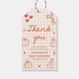 Fall Hand plockade A Little Pumpkin Baby Shower Presentetikett