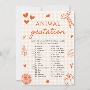 Fall Hand plockade Animal Gestation Baby Shower Ga Inbjudningar