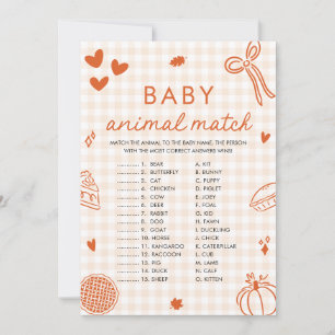 Fall Hand plockade Baby djur Match Baby Shower Gam Inbjudningar